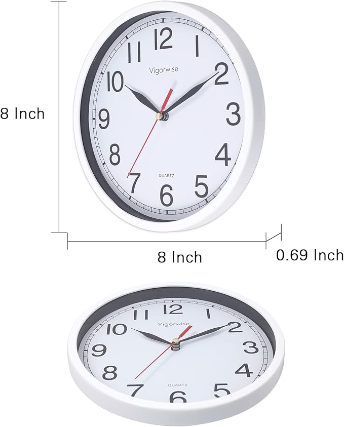 Wall Clock, 8 Inch Silent Sweep Movement Accurate Small Clocks Kitchen/Living - Image 3