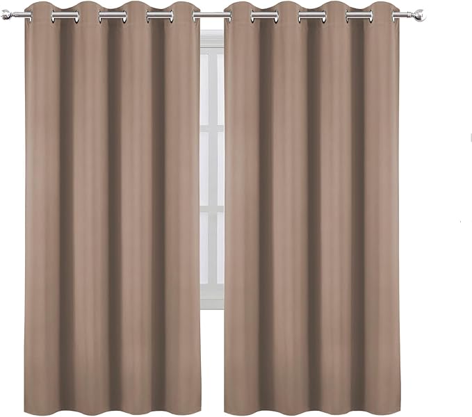 LEMOMO Blackout Curtains 66 x 72 Inch Long Cappuccino Curtains Set of 2 Panels - Image 2