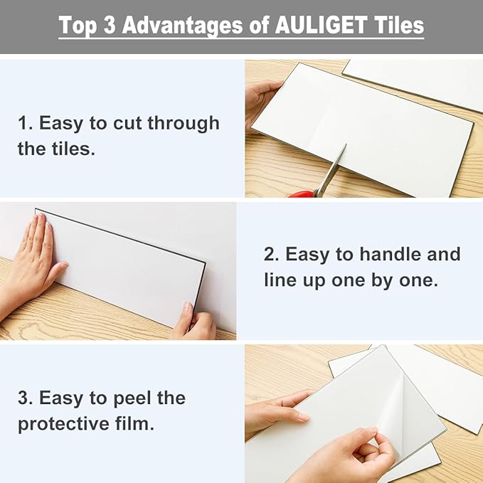 AULIGET 6" x 12" Rust Slate Peel and Stick Backsplash Wall Tiles, PVC Faux - Image 7