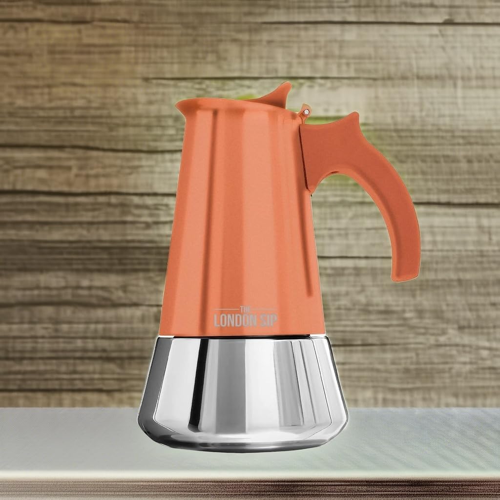 London Sip Stainless Steel Stovetop Espresso Maker Moka Pot Italian Coffee Percolator, Copper, Large (16.9 oz)