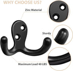 Homanu 54 Pack Coat Hooks, Heavy Duty Double Prong Coat Hooks Wall Mounted - Image 4
