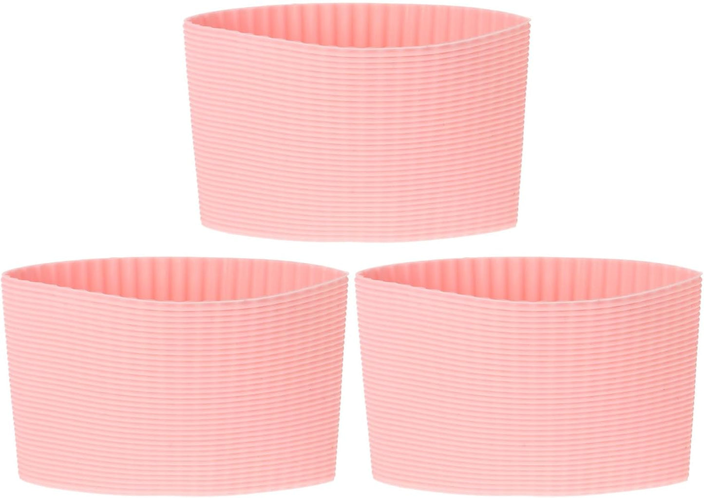 uxcell 3Pcs Coffee Cup Sleeve, Silicone Cup Sleeve Non-slip Glass Water Bottle Mug Sleeves Pink