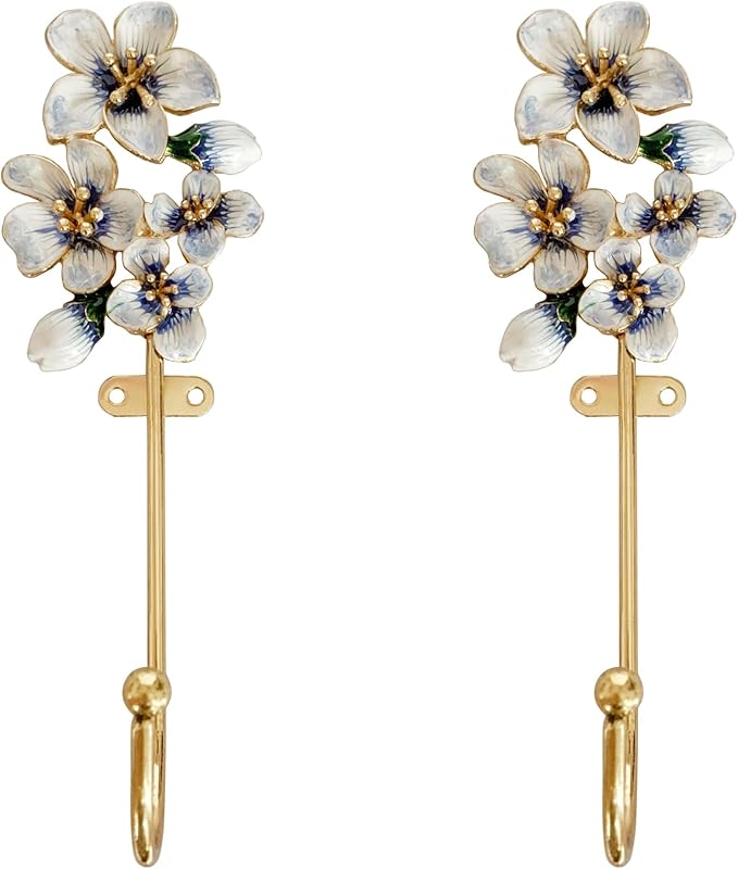 2 Pack Decorative Wall Hooks, Vintage Flower Shaped Metal Wall Hook by Pasiir