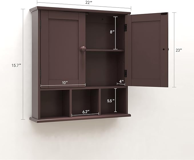 TaoHFE Brown Medicine Cabinets, Bathroom Wall Cabinet - Image 3