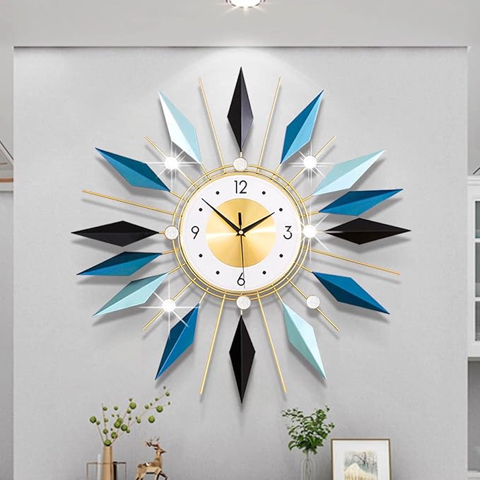 Large Metal Decorative Wall Clocks Silent Non-Ticking, 3D Modern Art Clock Home by FMTADDecorativeWallClocks