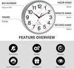 Rohioue Atomic Wall Clock Modern 14 Inch Battery Operated Analog Clock - Image 4
