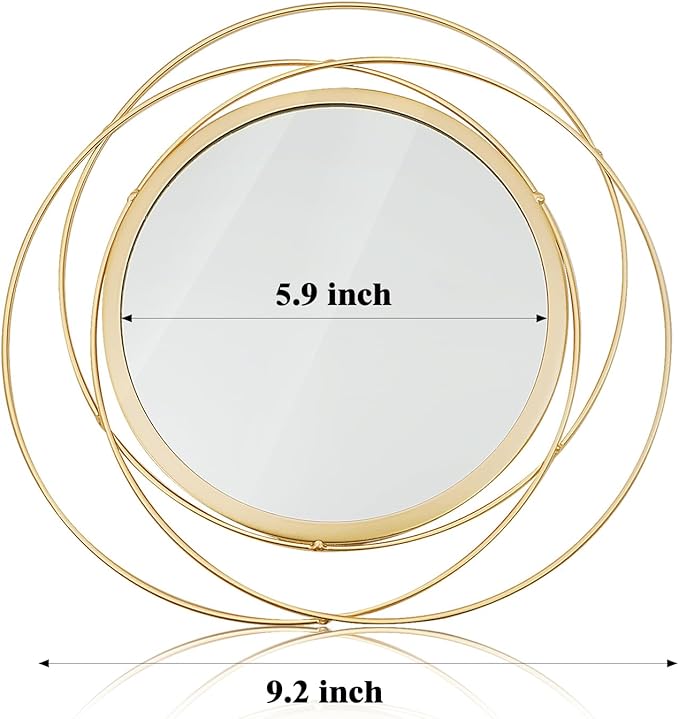 3 Set 9.5 Inch Gold Circle Mirrors Wall Decor Iron Frame Wire Mirror Metal - Image 7