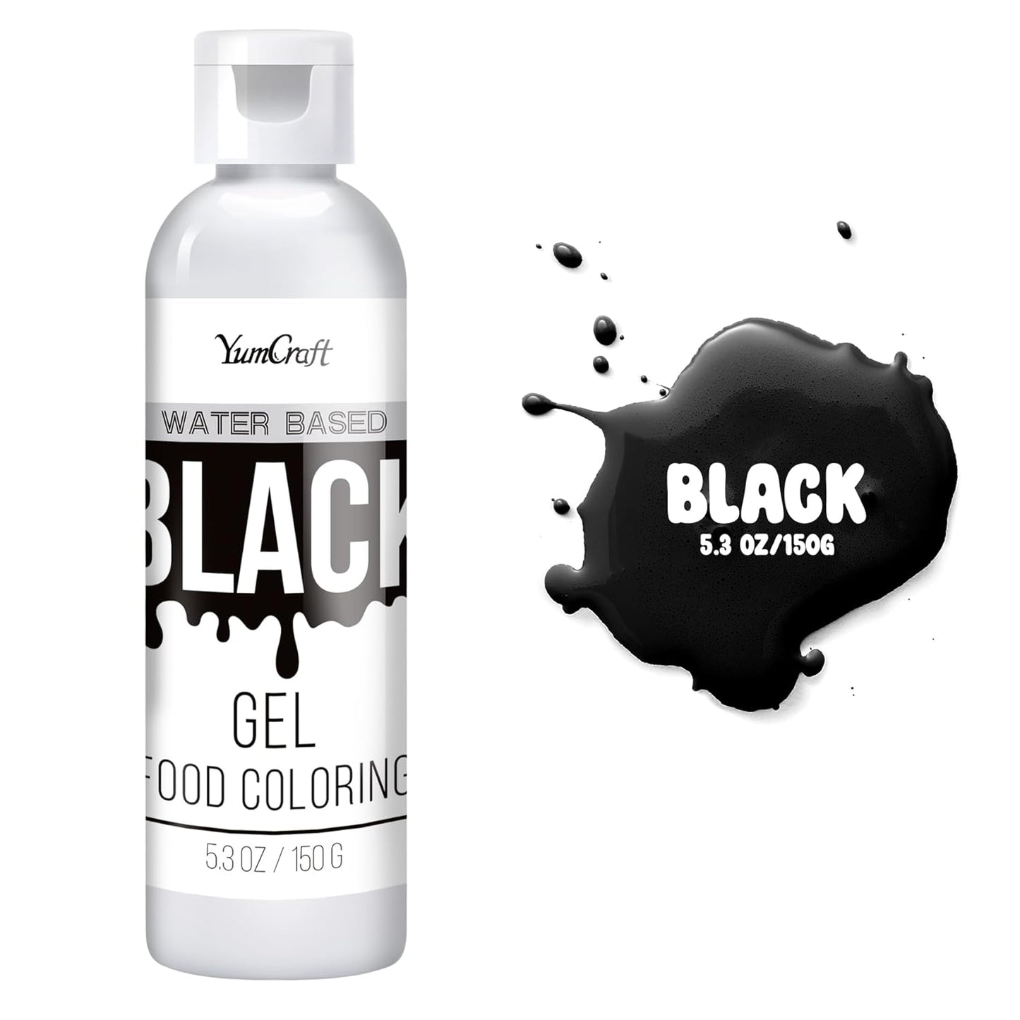 Food Coloring Gel - Vibrant Color Gel Food Coloring for Cake Decorating, Baking, Easter Egg, Icing - Tasteless Food Color Dye for Fondant, Cooking, Slime, Airbrush (Black, 5.3oz)