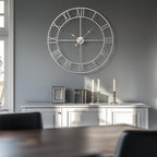 Cuspin 30 Inch Large Wall Clock, Modern Silver Metal Big Decorative Wall Clock - Image 2