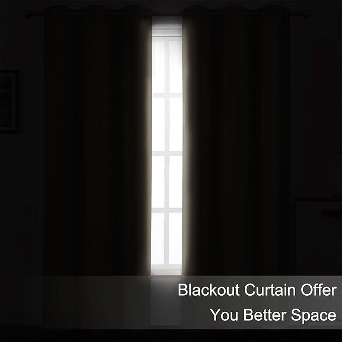 LEMOMO Blackout Curtains 52 x 90 inches Long Khaki Curtains Set of 2 Panels - Image 3