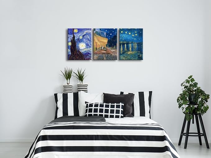 Wieco Art 3 Panels Canvas Prints of Vincent Van Gogh Paintings Reproduction - Image 3