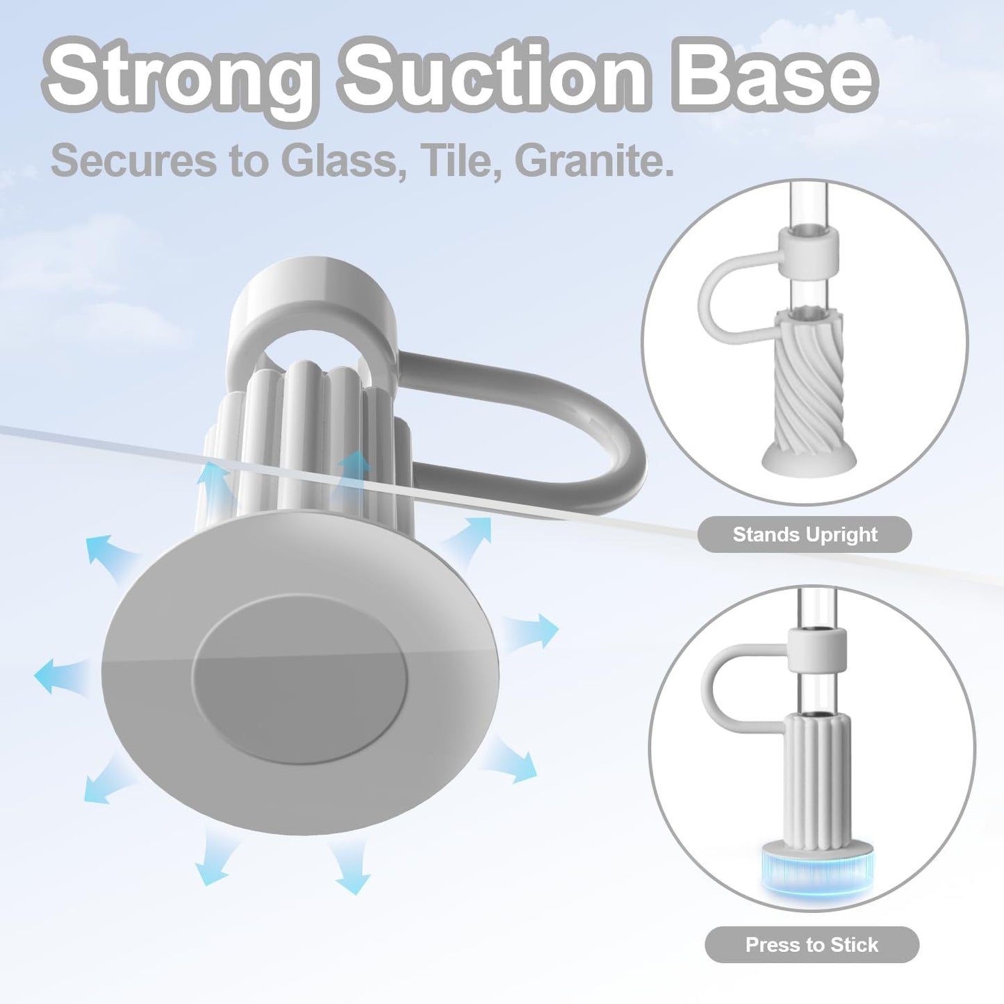 YOTIME Silicone Straw Covers Cap, 6 Pcs Reusable 0.39in/10mm Suction Cup Straw Toppers for Stanley Cup 40 30 oz, White