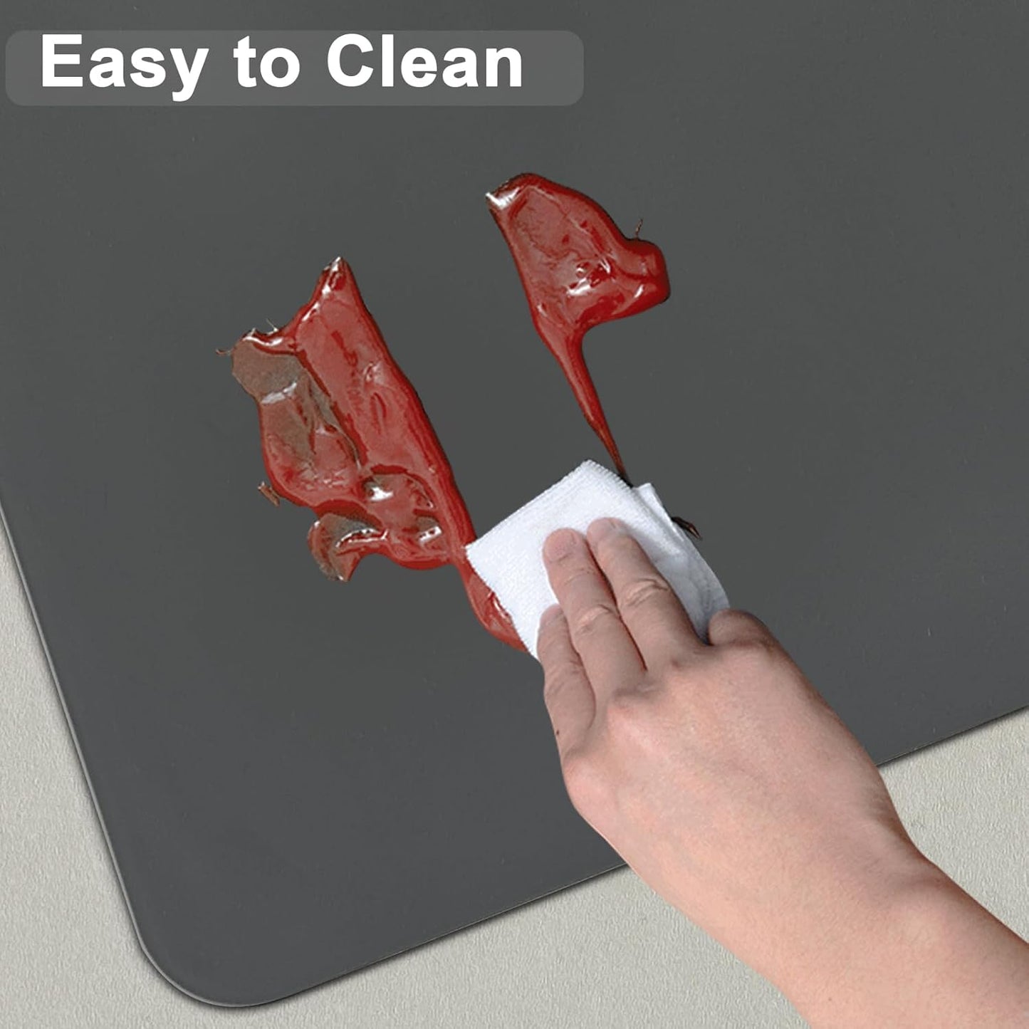 24"x32"(60cmx80cm) Silicone Mat for Kitchen Counter, Heat Resistant Non-Slip Countertop Protector, Waterproof Silicone Craft Mat for Kitchen Island, Dark Gray