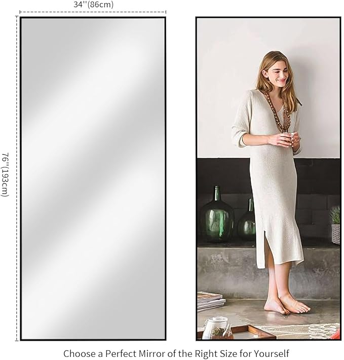 Koonmi 76"x34" Floor Mirror Full Length, Bedroom Floor Body Mirror - Image 7