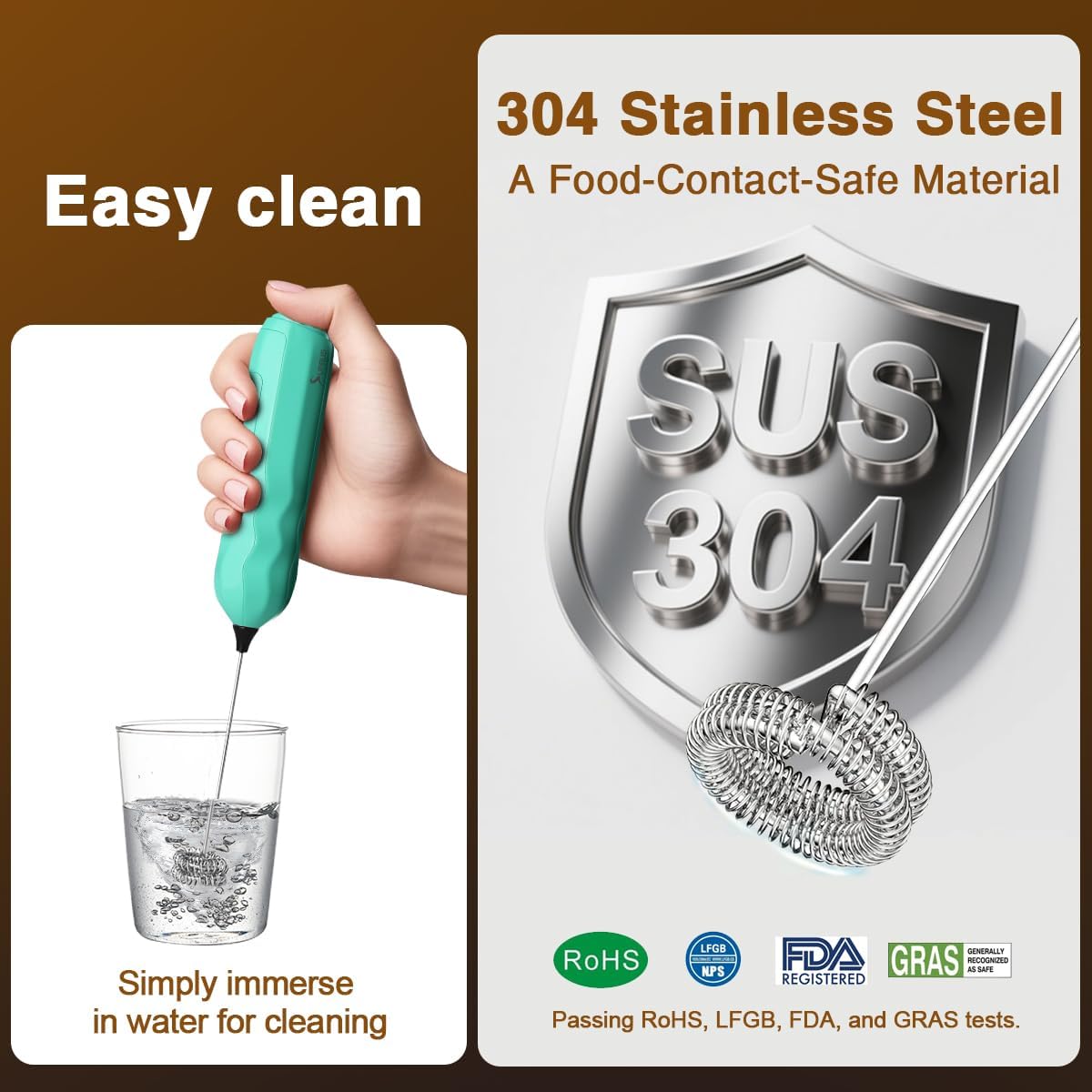 SUPRUS Ultra Fast Handheld Milk Frother Double Whisk with Stand 2 Batteries Stainless Steel for Lattes Cappuccino Matcha Hot Chocolate Coffee Bar Accessories Kitchen Gadgets Gift