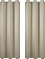 LEMOMO Beige Blackout Curtains 34 x 84 Inch Length/Set of 2 Curtain - Image 2