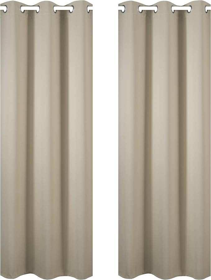 LEMOMO Beige Blackout Curtains 34 x 84 Inch Length/Set of 2 Curtain - Image 2