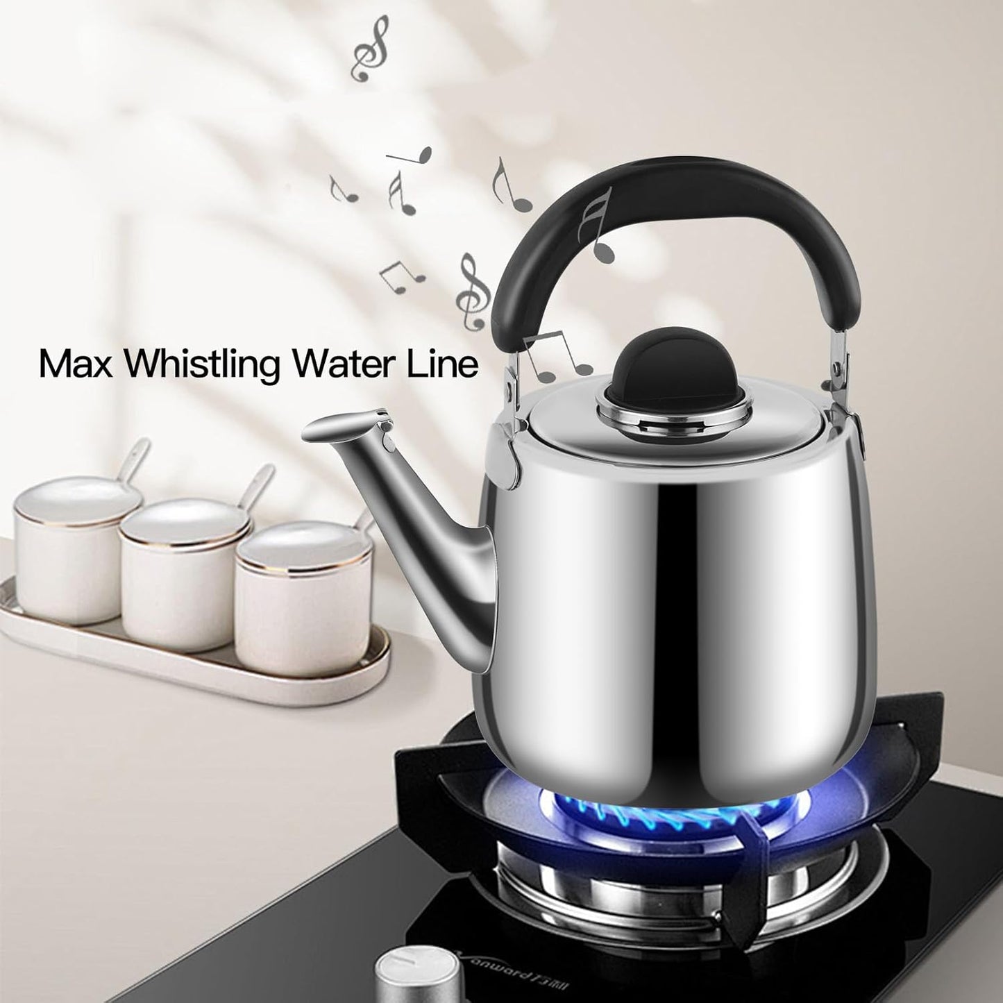 Tea Kettle,Whistling Tea kettle for Stove Top,2 QT Stainless Steel Teapot,Induction Tea Kettle Pot for Stovetop (1.9 L,Silver)