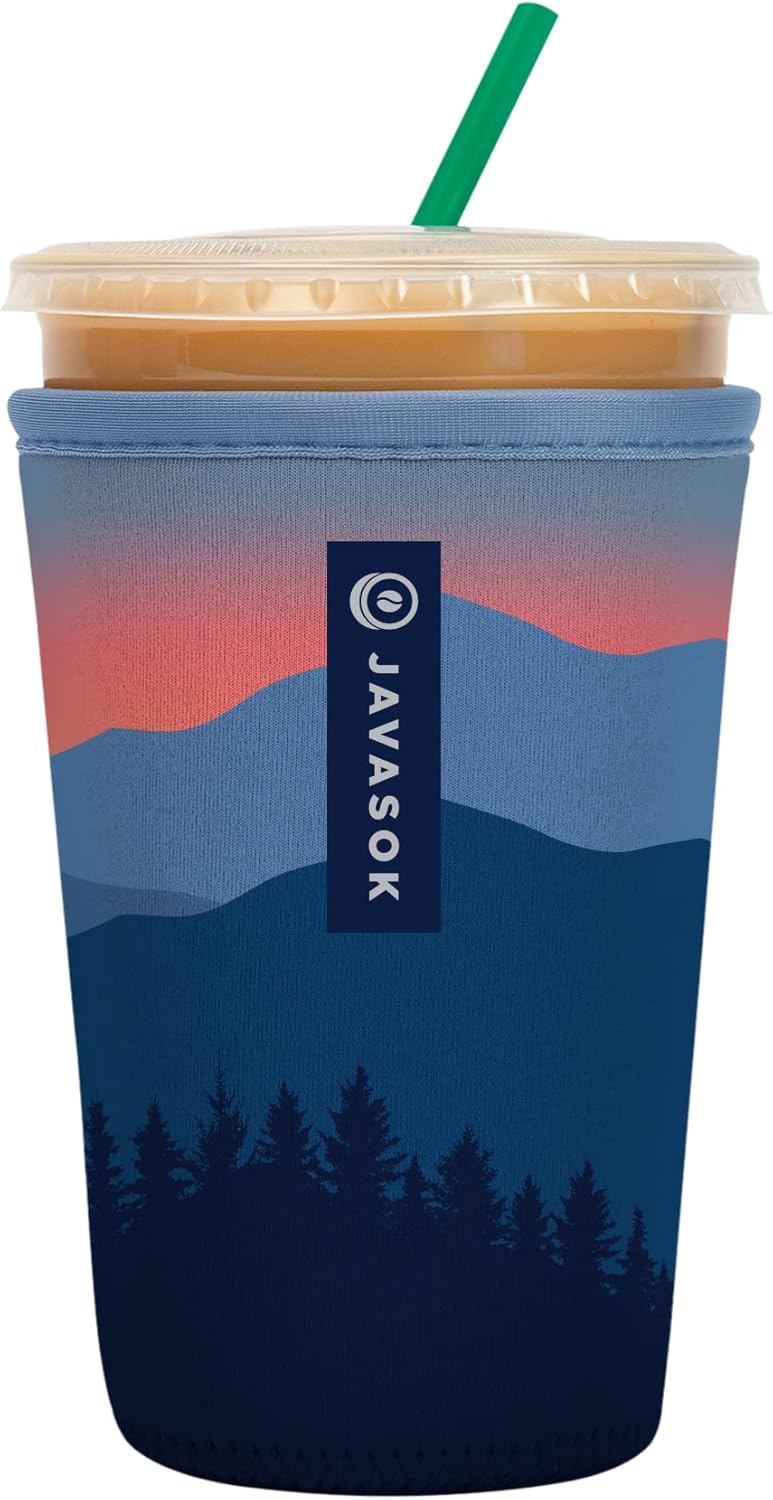 Sok It JavaSok Iced Coffee & Cold Soda Insulated Neoprene Cup Sleeve (Blue Ridge, Medium: 22-28oz)