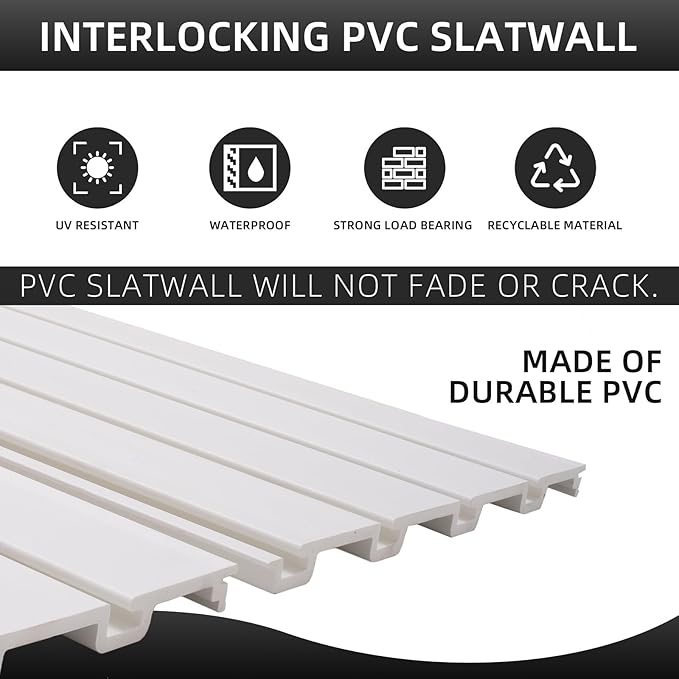 Slatwall Panel Garage Organizer Heavy Duty Wall Mounted, PVC Slat Panels Home - Image 6