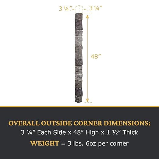 AZ Faux High-Density Polyurethane Faux Stone Flush Outside Corner - Image 3