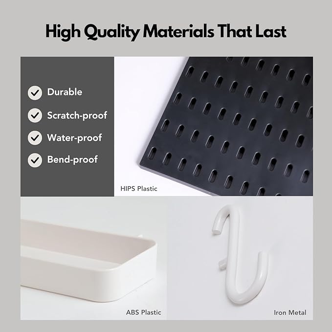 Keepo Peg Board Wall Organizer – Plastic Pegboard Panels, Modular Peg Board - Image 3