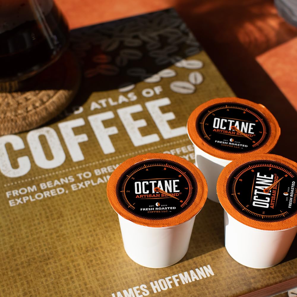 Fresh Roasted Coffee, Octane Italian Dark Roast, Artisan Blend, 96 Pods for K Cup Brewers