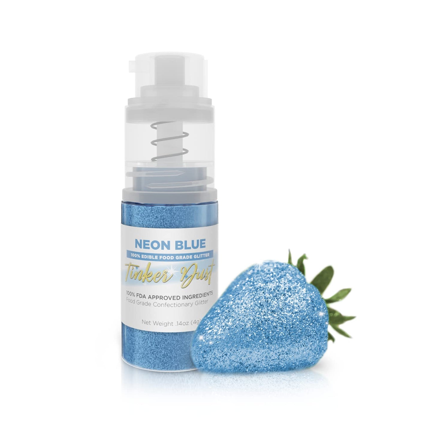 Bakell - Neon Blue Tinker Dust (4g, 1x Mini Spray Pump) Edible Glitter for Food, Desserts, and Beverages!