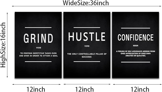 KAWAHONE Motivational Success Canvas Wall Art, Grind Hustle Confidence Wall - Image 7