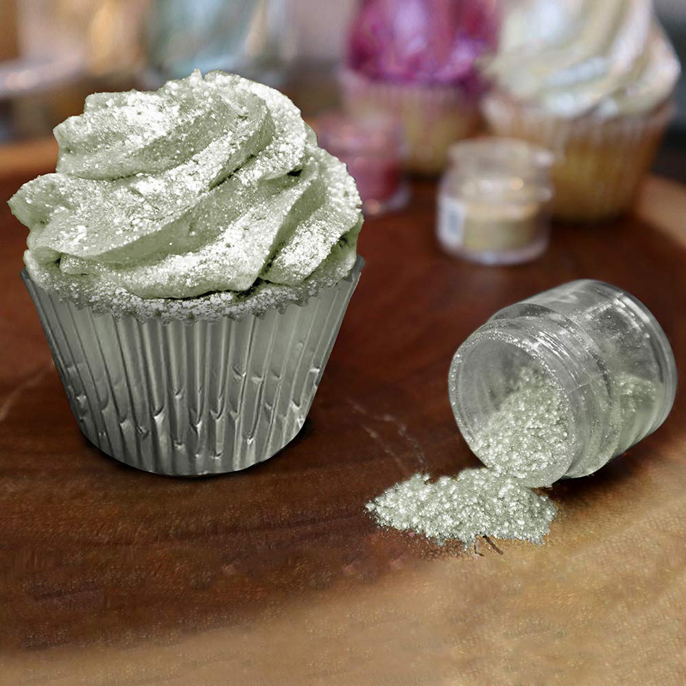 Tinker Dust - Soft Olive Green (45g 1x Shaker Jar) | Edible Glitter for Cakes, Cupcakes, Cake Pops, Drinks, Desserts by Bakell