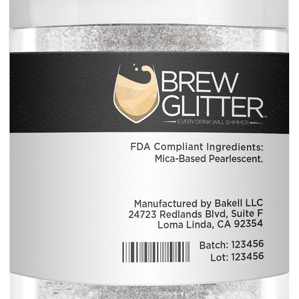 Clear Shimmer BREW GLITTER Edible Glitter For Drinks, Cocktails, Beer, Garnish Glitter & Beverages | KOSHER & HALAL Certified | 100% Edible & Food Grade | Vegan, Gluten, Nut Free (25g, Clear Shimmer)