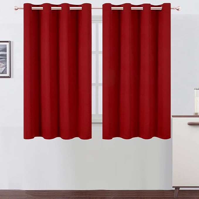LEMOMO Blackout Curtains 66 x 54 Inch Long Red Curtains Set of 2 Panels Room by Lemomo