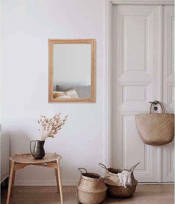 AAZZKANG Rustic Mirrors for Wall Rectangle Wooden Frame Hanging Mirror for - Image 5