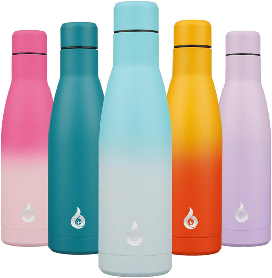 BJPKPK Insulated Water Bottle 17oz Stainless Steel Water Bottles Dishwasher Safe Reusable Metal Thermos Keep Cold and Hot,Sea Salt