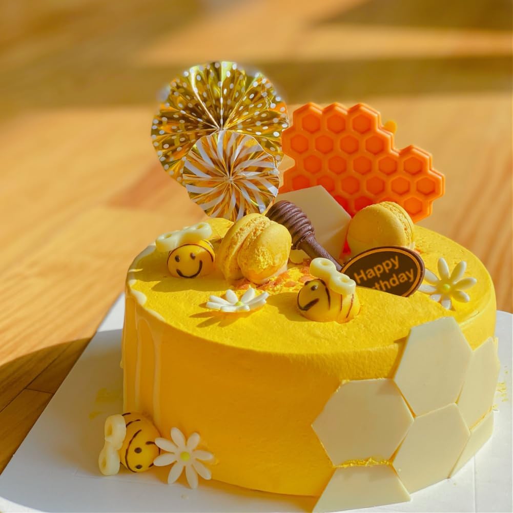 Bee Silicone Mold Honeycomb,Embossing Lace Fondant Mold and Bee Lace Fondant Molds for Cake Decorating