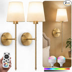 IRONPAX Wall Sconces Battery Operated Set of 2, Wireless Rechargeable Wall by IRONPAX