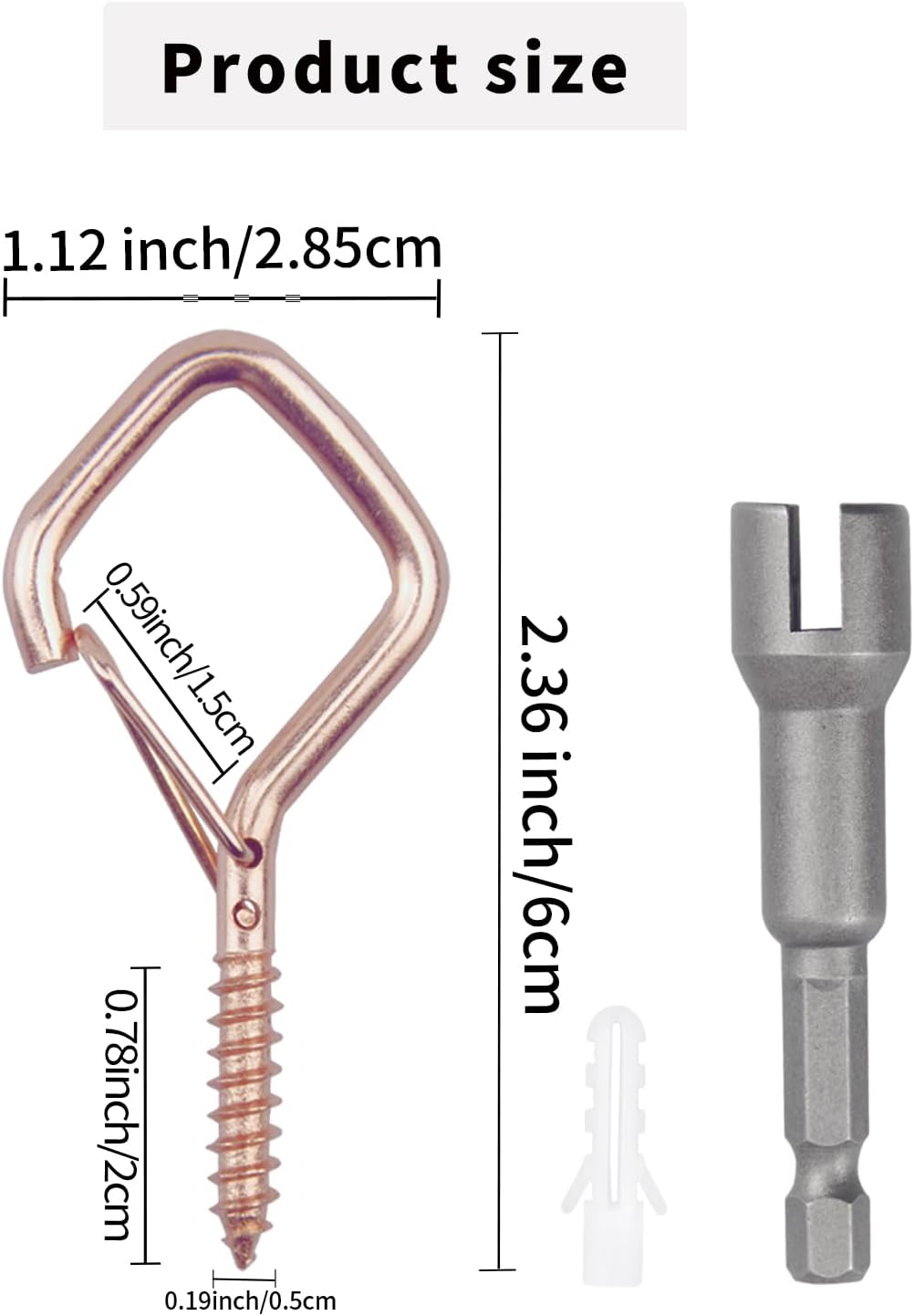 100 PCS Rose Gold Eye Screw Hooks for Hanging Heavy Duty with Safety Buckle.Metal Ceiling Hooks for Hanging Plants Cup Wind Chime Bird Feeders Patio Lights at Indoor&Outdoor