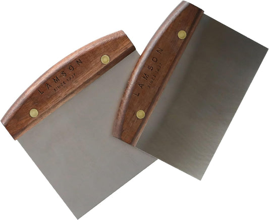Lamson 3" x 6" and 4" x 6" Dough (Bench) Scraper with Walnut Handle