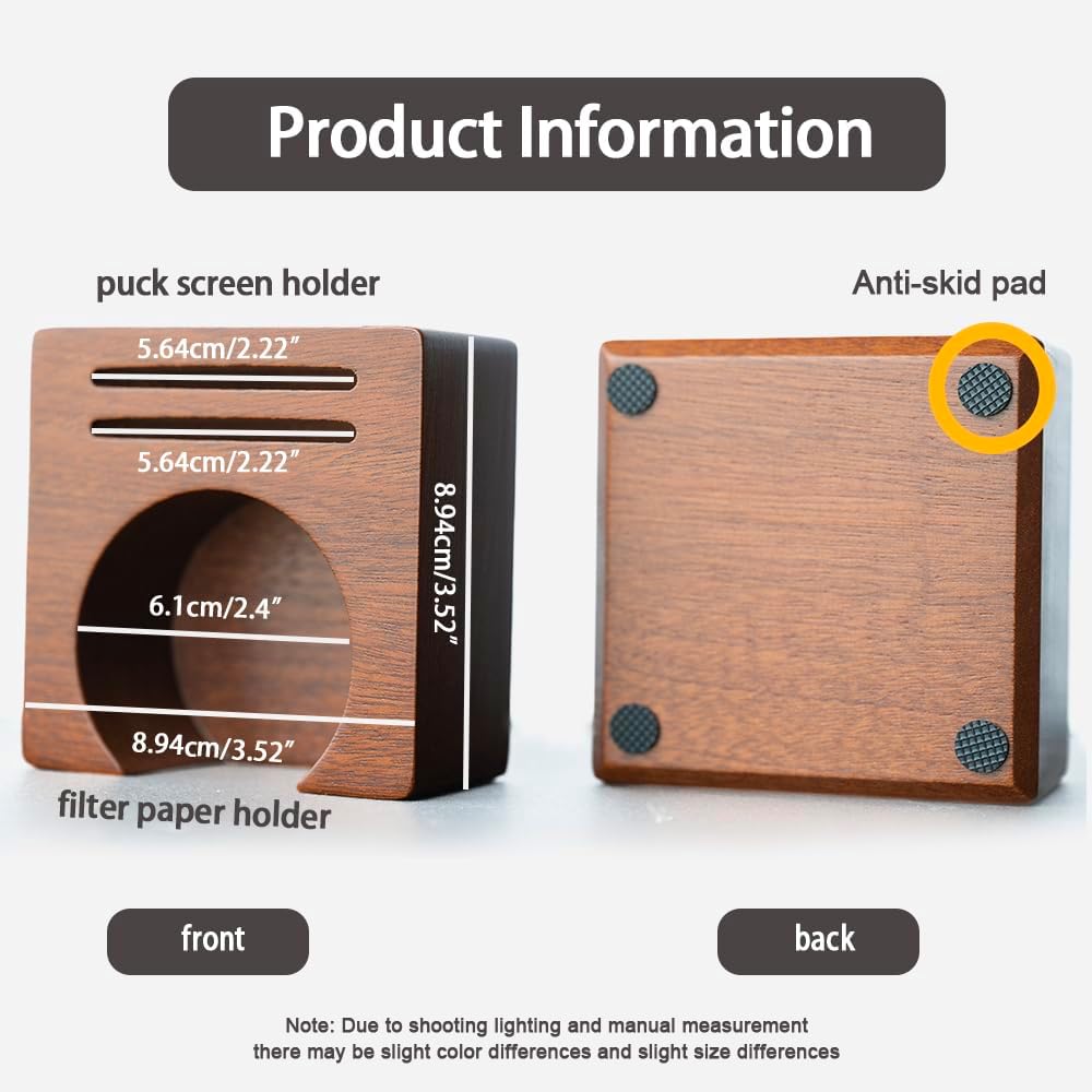 2 IN 1 Holder Stand For the Coffee Filter Paper and Espresso Puck Screen,Sapele Premium Solid Wood Organizer For Tidying Espresso Accessories(Filter Not Included) (for 51/54mm)