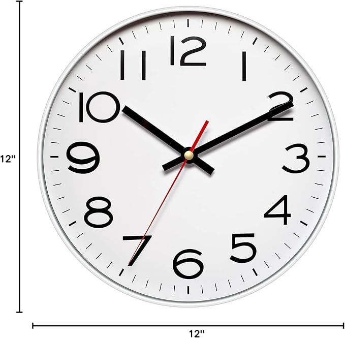 NUOVO 12Inch Wall Clock Number Quartz Large Decorative Quiet Wall Clocks Home - Image 6