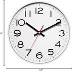 NUOVO 12Inch Wall Clock Number Quartz Large Decorative Quiet Wall Clocks Home - Image 6