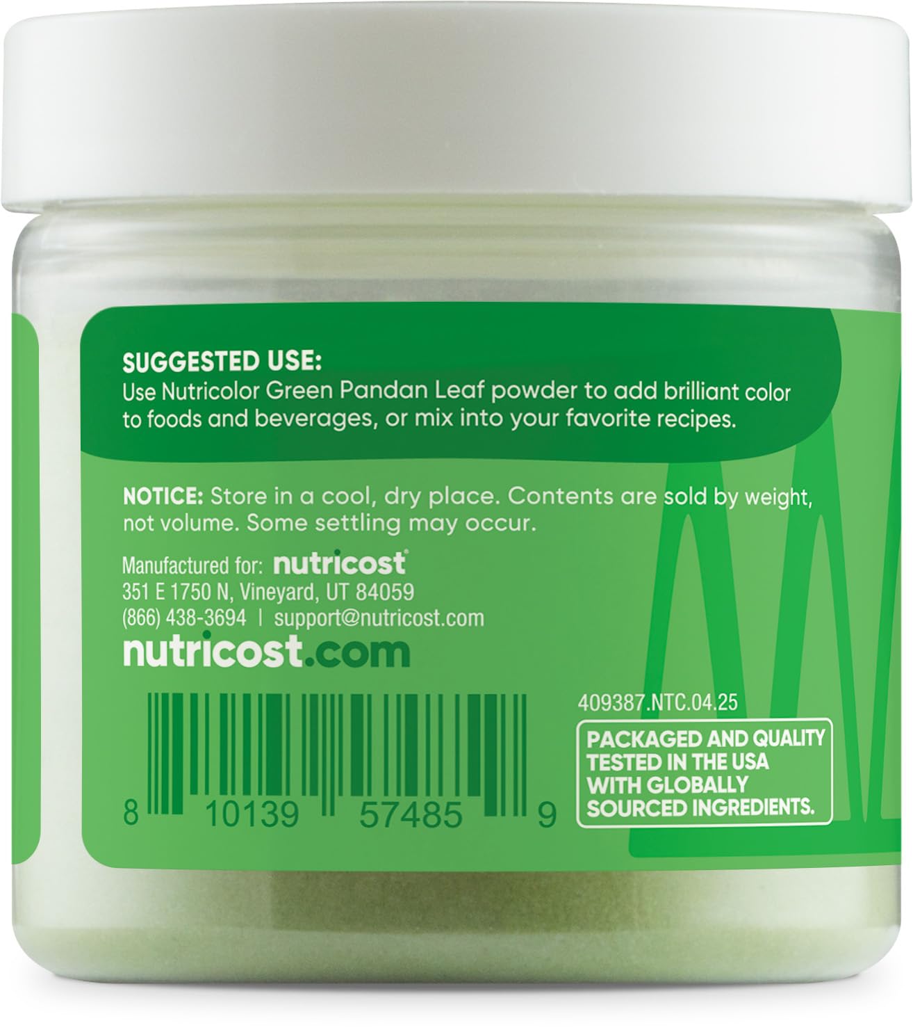 Nutricost Green Plant Based Food Coloring From Pandan Leaf Powder (50 Servings) - Nutricolor Color Alternative For Food & Beverages