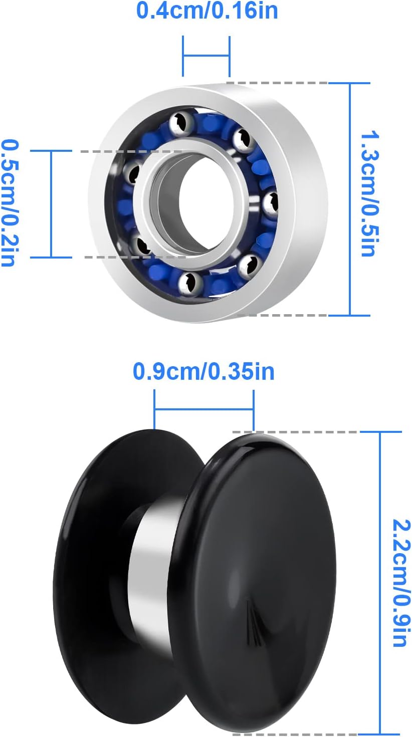 16 Pack Fidget Spinner Bearing and Cap Replacement Set, Chrome Steel Bearing Balls, High Speed 13mmx7mmx4mm Bearings Single Sealed Small Bearings for Fidget Spinner