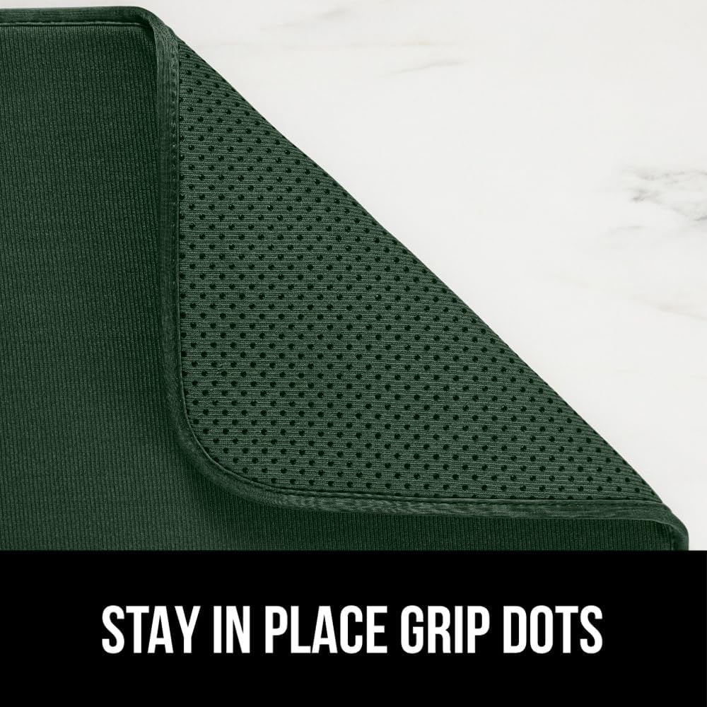 GORILLA GRIP Ultra Water Absorbent Microfiber Dish Drying Mat, Quick Dry Thick Mesh, Slip Resistant Pad for Sink Dishes or Under Rack, Kitchen Counter Accessories, 16x18, Machine Wash, Hunter Green