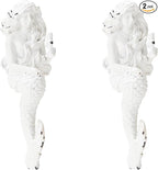 SOFFEE DESIGN 2pcs White Mermaid Shape Metal Coat Hooks, Playful 3D Mermaid by SOFFEEDESIGN