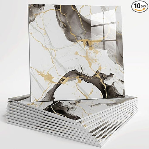 10pcs Peel and Stick Tile Shower Waterproof Marble Tiles Wall Panels, by Unknown