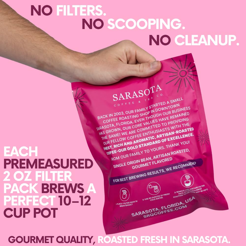 Ground Flavored Coffee In Filter Packs | Medium Roast Low Acid Mold Free Pouches | Sampler Packets | Sweet Cream Jamaican Me Crazy Gourmet Powder Bags for 10-12 Cup Drip Maker | Highest Rated Individual Premeasured Coffee