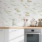 AULIGET 100-Piece Calacatta Gold Marble Look Peel and Stick Backsplash Wall - Image 2