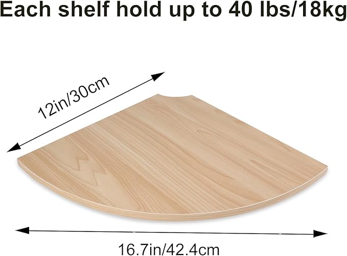 JJL Corner Wall Shelf, 12-Inch Sector Shelf, Light White - Image 3