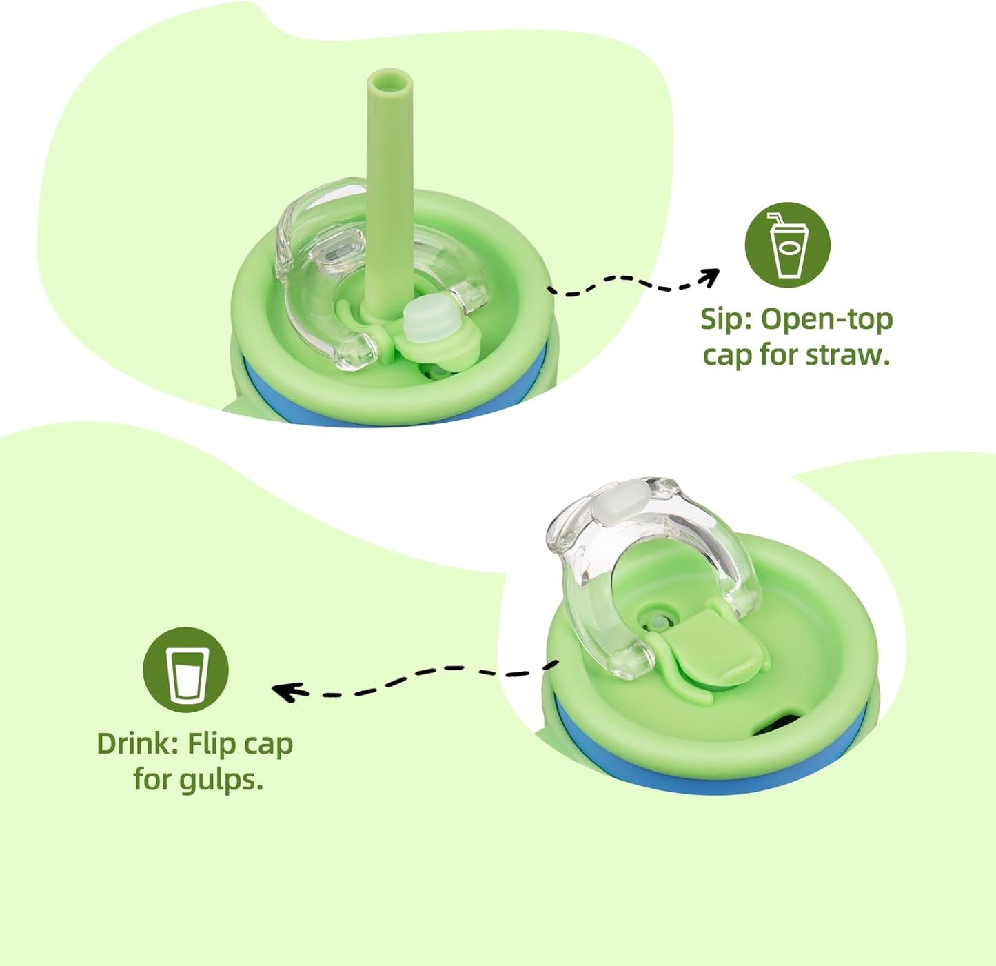 18 oz Tumbler with Side Handle, Insulated Water Bottle with Straw and 2 in 1 Lid, Stainless Steel Cup Travel Coffee Mug for Sports Office Gym,Sky Blue